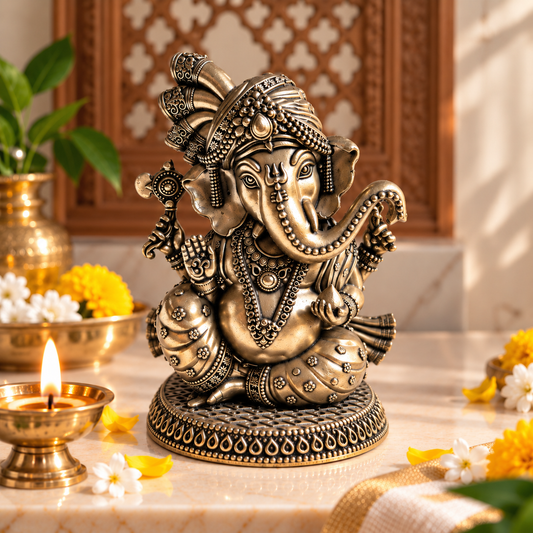 Ganpati - Ashtadatu White Brass